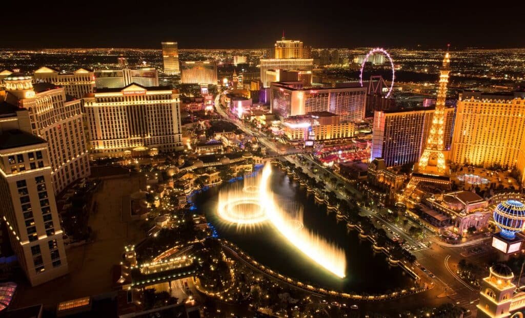 Visão aerea de Las Vegas à noite